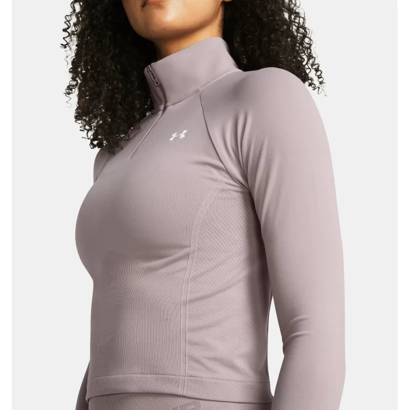 UA Vanish Seamless  Zip Crop 015GRY