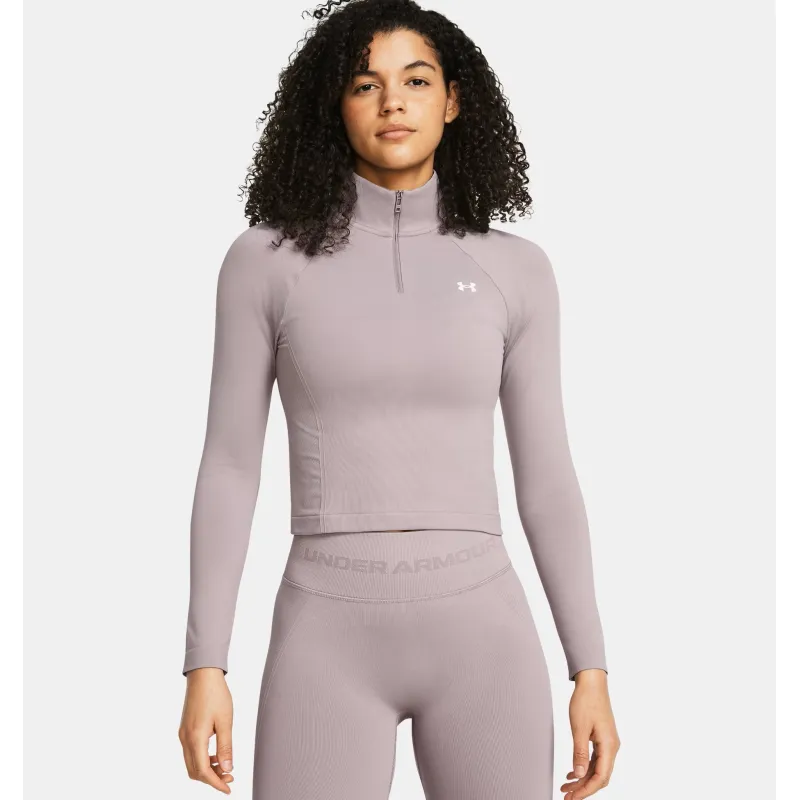 UA Vanish Seamless  Zip Crop 015GRY