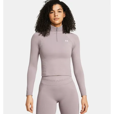 UA Vanish Seamless  Zip Crop 015GRY