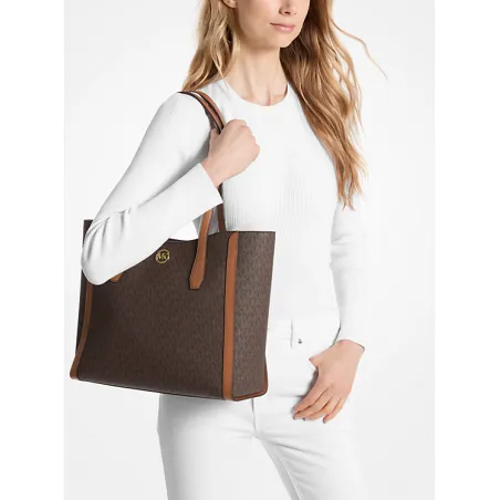 MK LEIDA LG TZ TOTE BROWN 