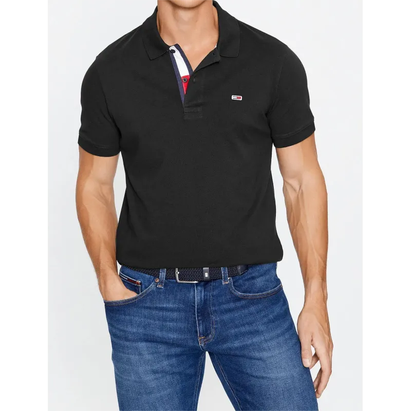 TH Polo Slim Fit Placket Negro