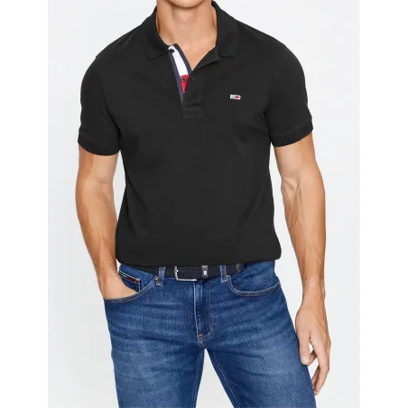 TH Polo Slim Fit Placket Negro