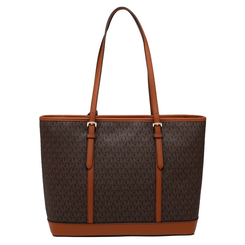 MK JST LG TZ SHLDR TOTE BROWN