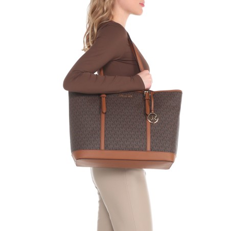 MK JST LG TZ SHLDR TOTE BROWN