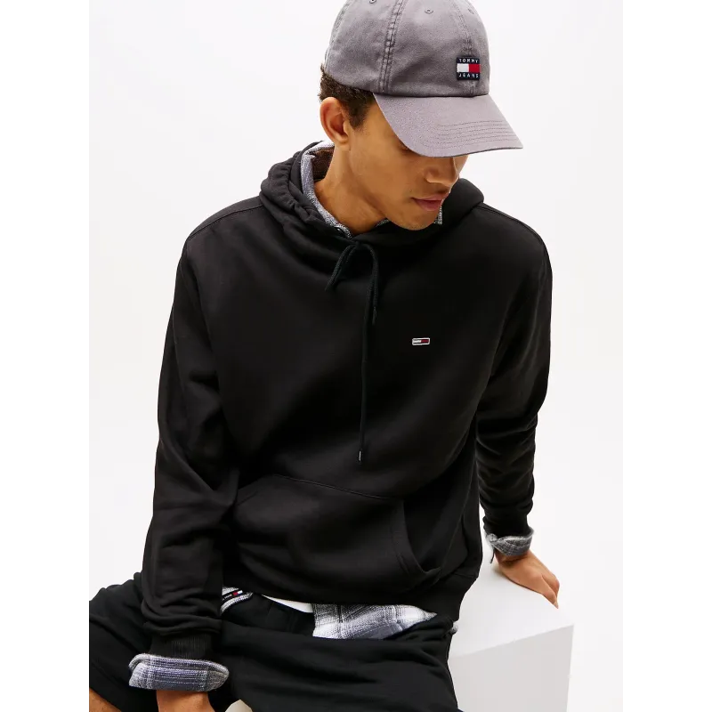 TH Sudadera de felpa peinada con capucha Black