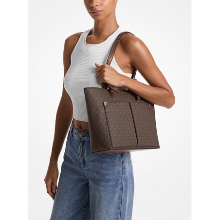 MK JST MD DBL POCKET TOTE BROWN