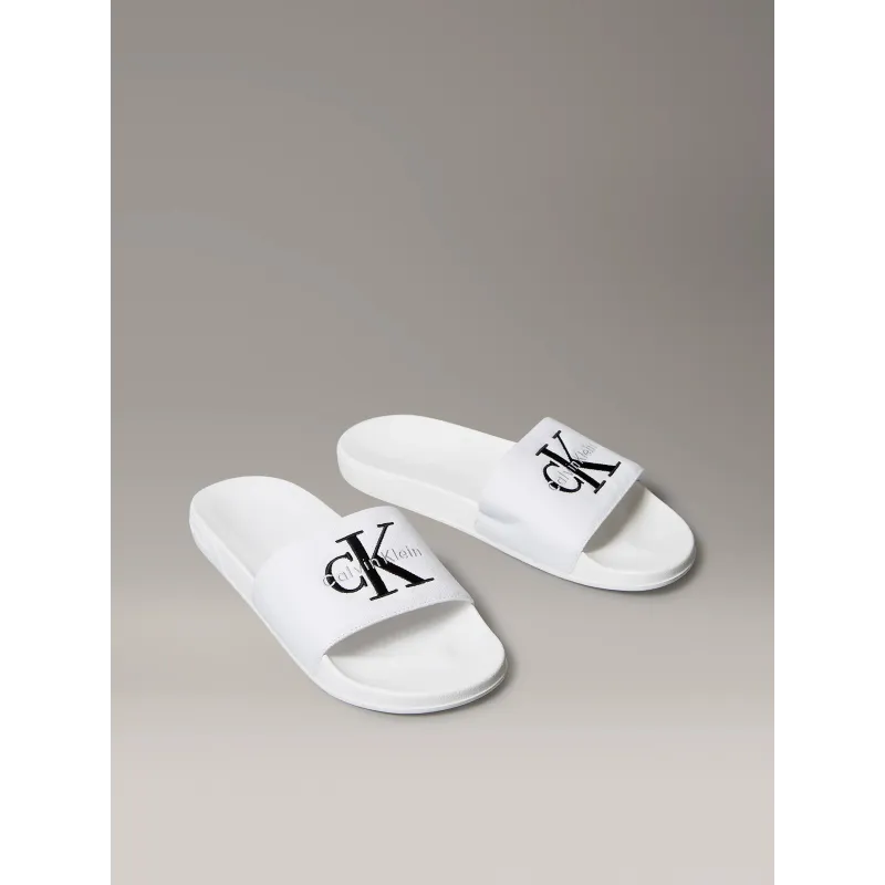 CK Chanclas de lona con logo Blcanco 