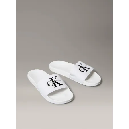 CK Chanclas de lona con logo Blcanco 