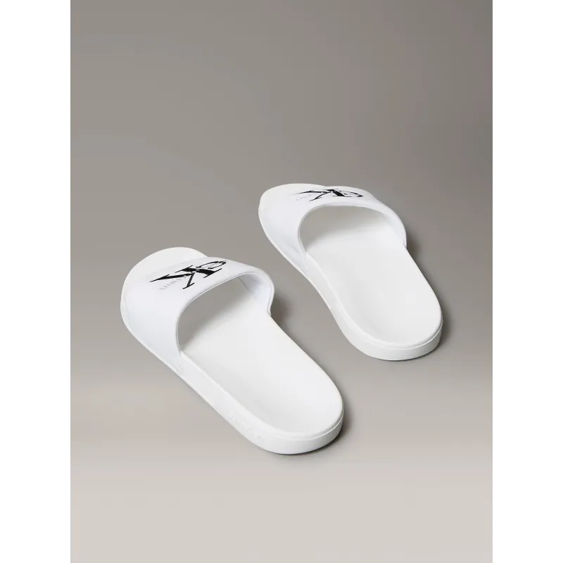 CK Chanclas de lona con logo Blcanco 