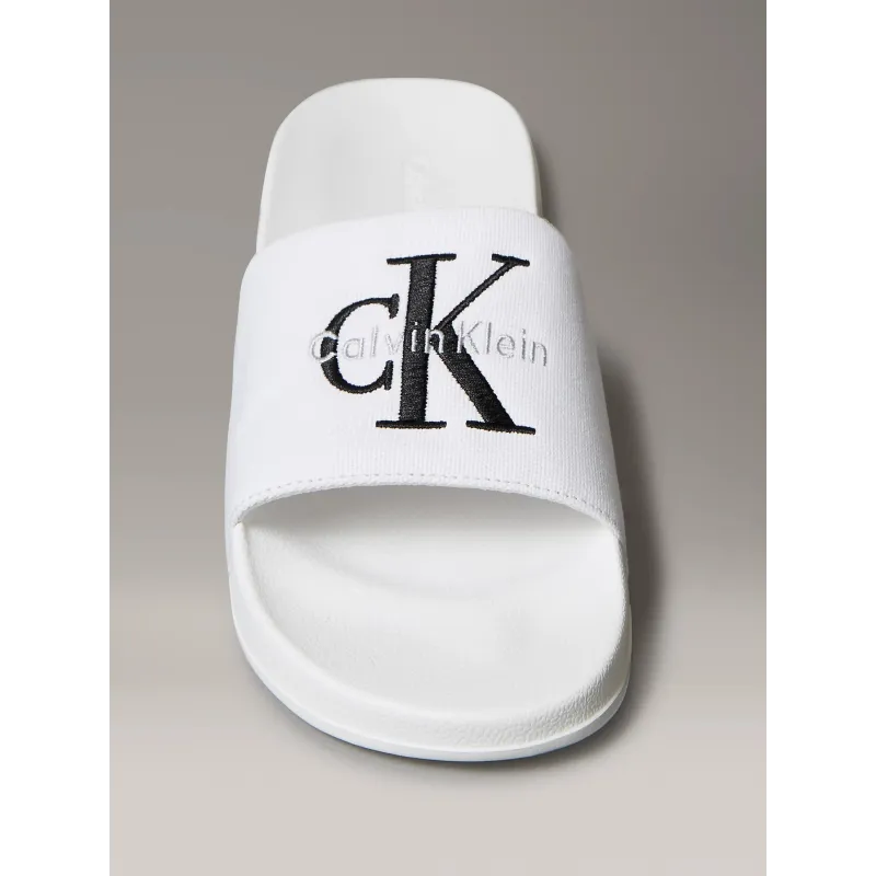 CK Chanclas de lona con logo Blcanco 
