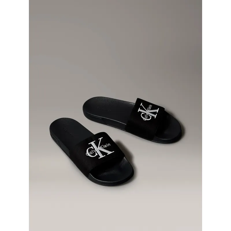 CK Chanclas de lona con logo Blcanco 