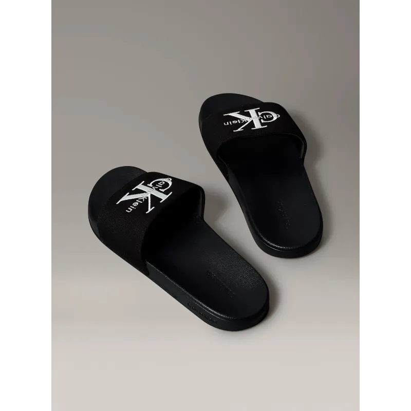CK Chanclas de lona con logo Blcanco 