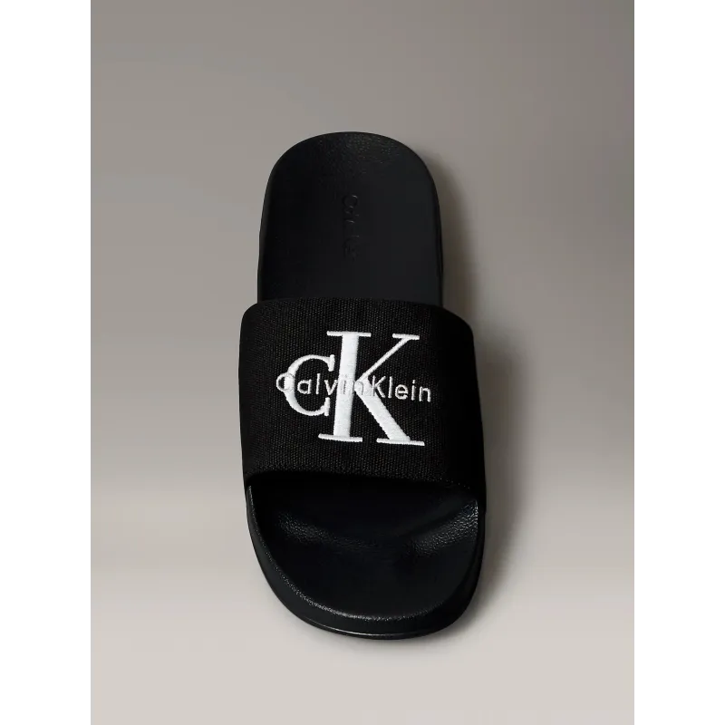 CK Chanclas de lona con logo Blcanco 