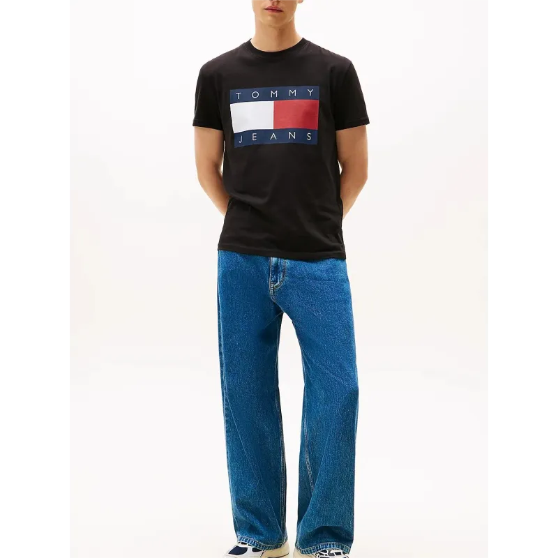 TH Camiseta de cuello redondo con parche Negro