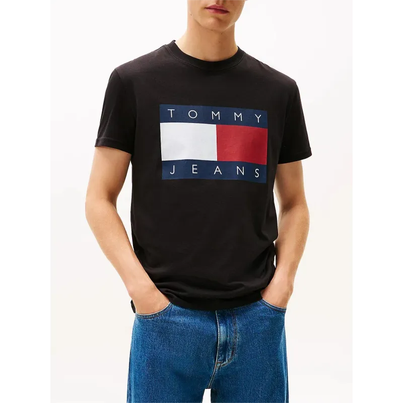 TH Camiseta de cuello redondo con parche Negro