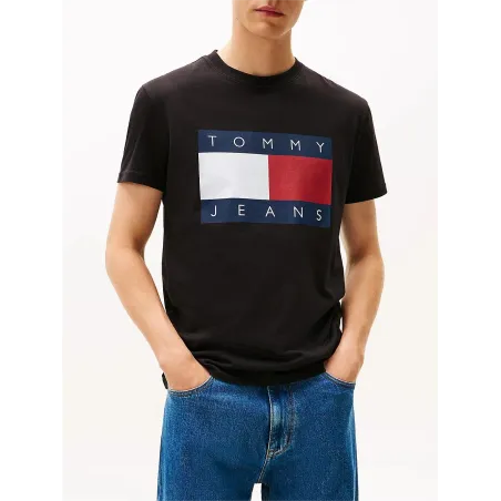 TH Camiseta de cuello redondo con parche Negro