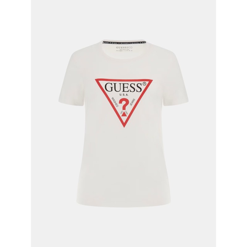 GUESS Camiseta con logo de triángulo WHT