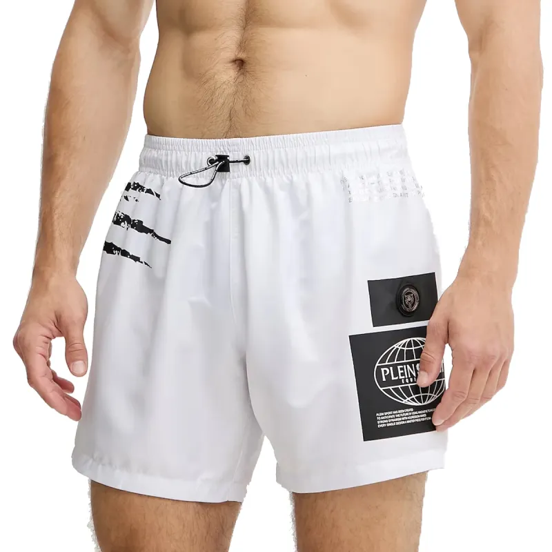 PLEIN SPORT PLANET MEDIUM BOARDSHORT WHT