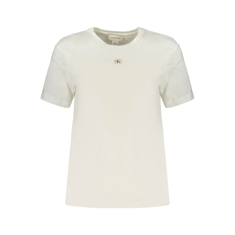 CK TSHIRT MID LOGO WOMAN WHT