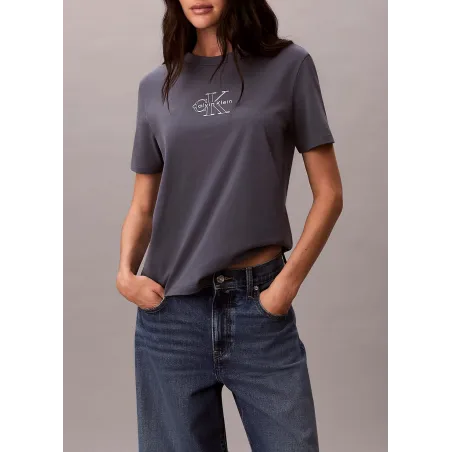 CK Camiseta con logo metálico brillante Gris