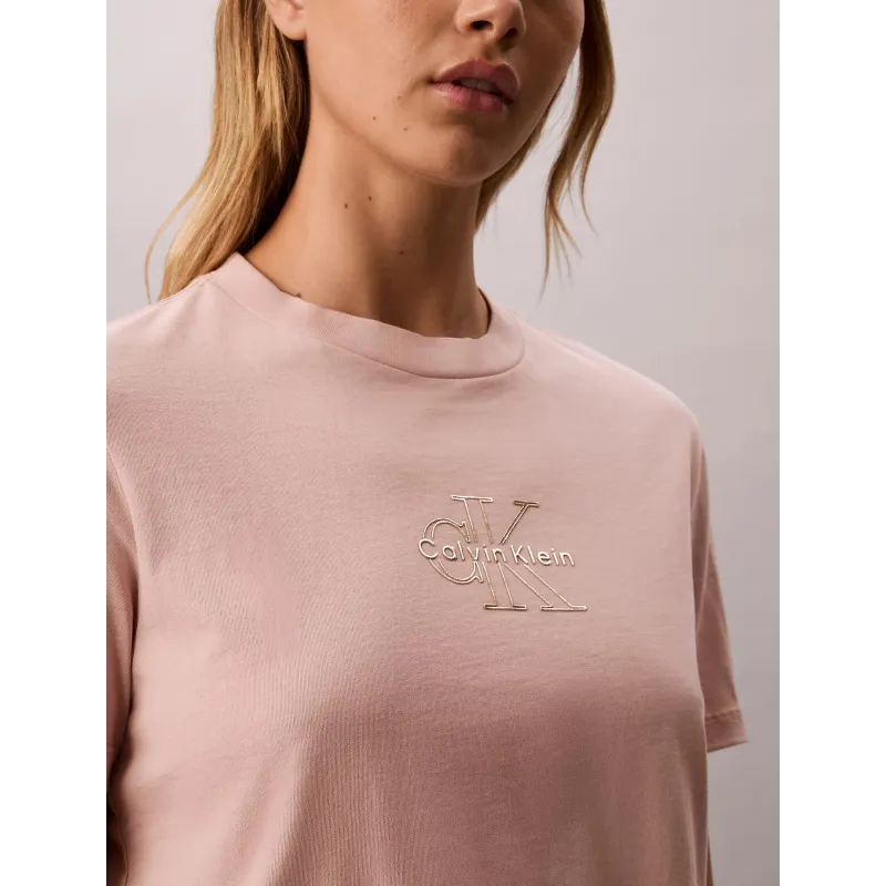 CK Camiseta con logo metálico brillante Gris