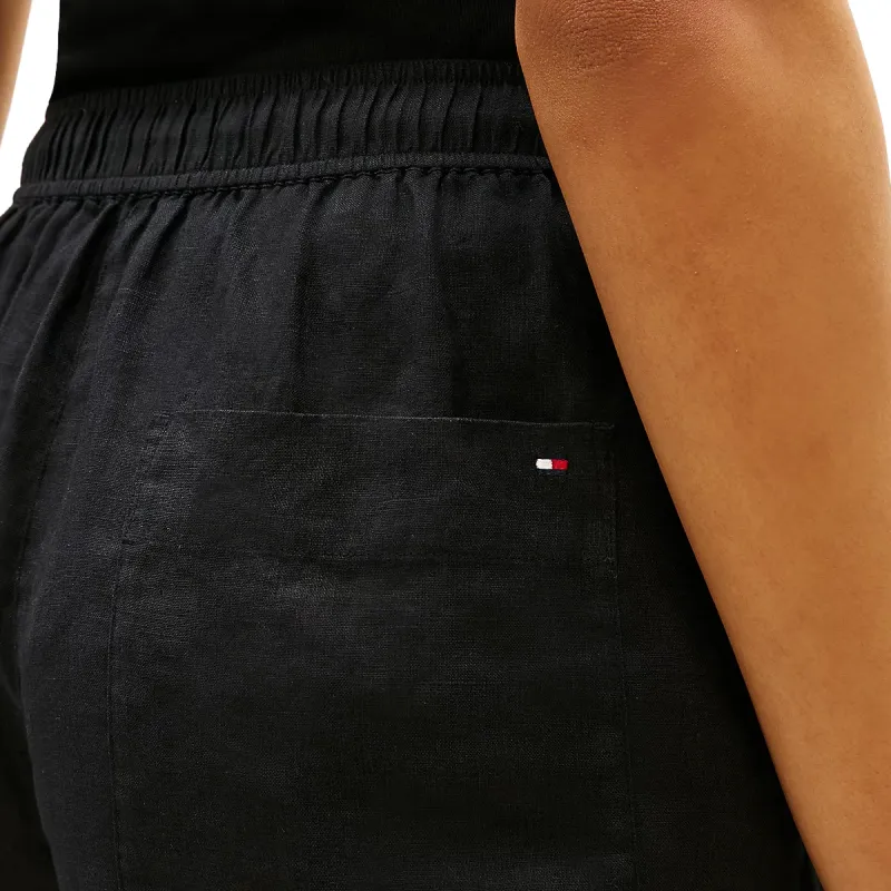 TH  ESS LINEN PULL ON SHORTS BLK 