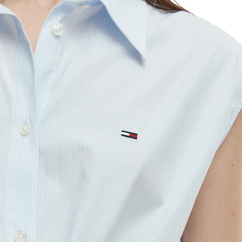 TH TIE FRONT POPLIN BLU 