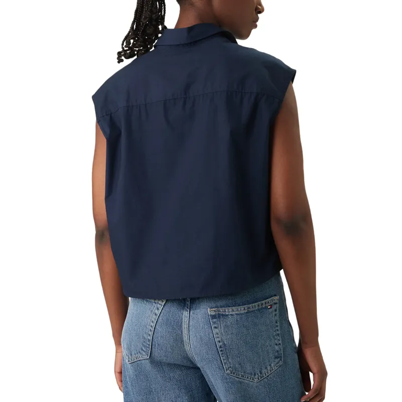 TH TIE FRONT POPLIN BLU 