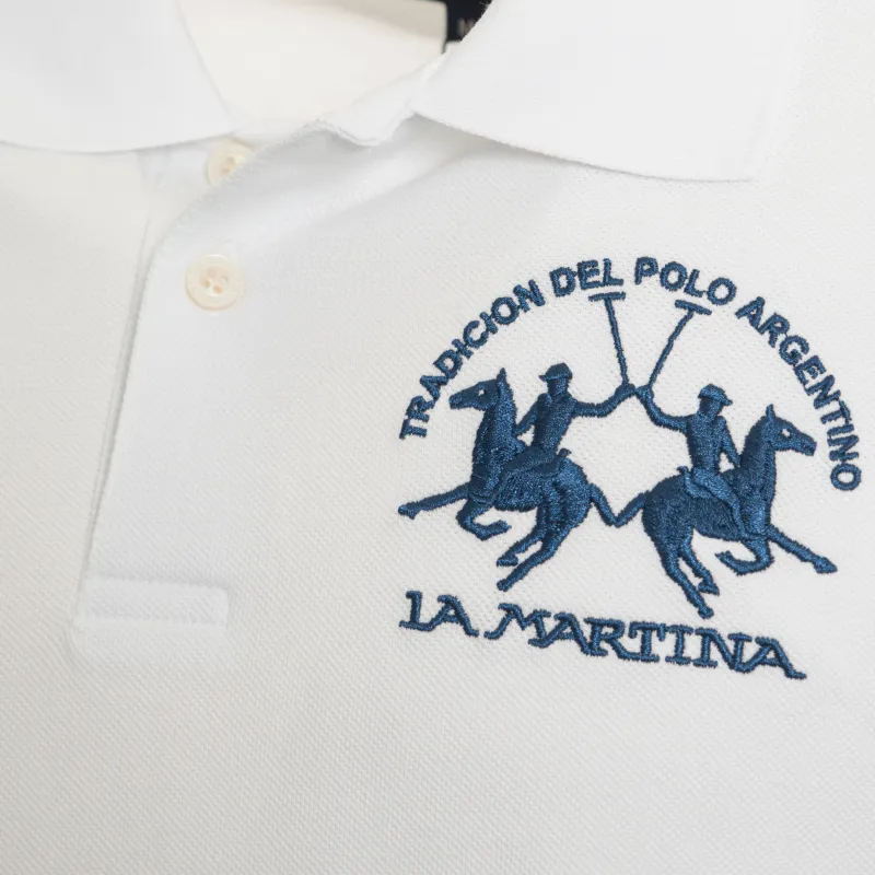 LA MARTINA POLO SS 30/1 COTTON PIQUE WHT