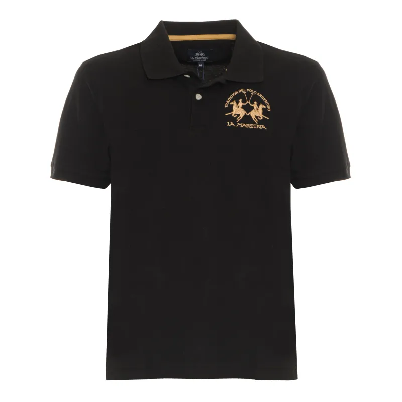 LA MARTINA POLO SS 30/1 COTTON PIQUE BLK