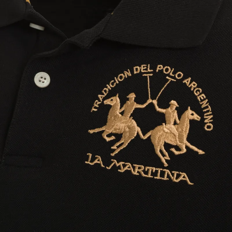 LA MARTINA POLO SS 30/1 COTTON PIQUE BLK