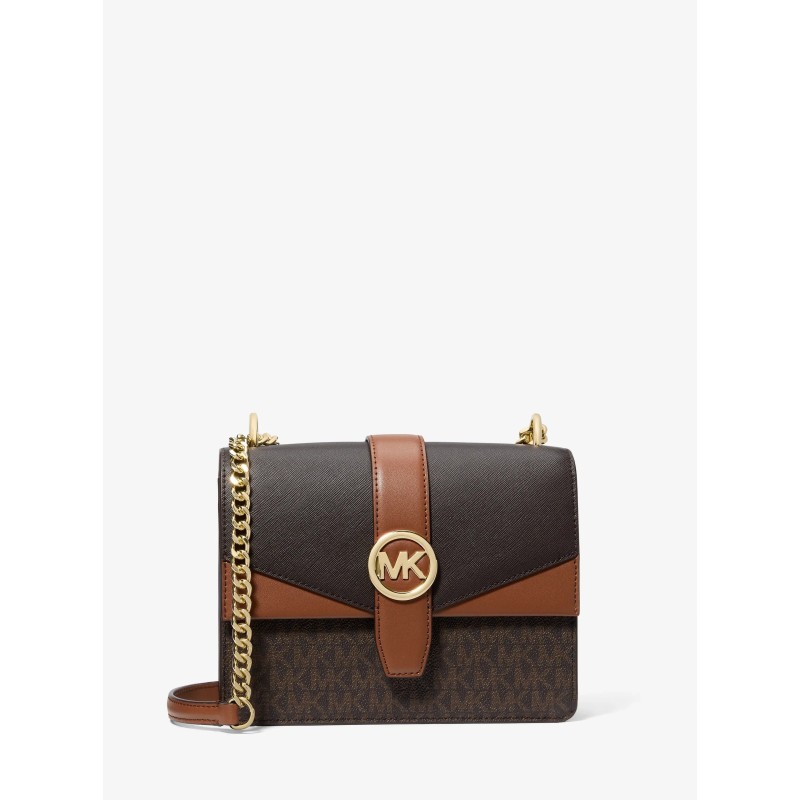 MK GREENWICH SM FLAP XBODY BROWN
