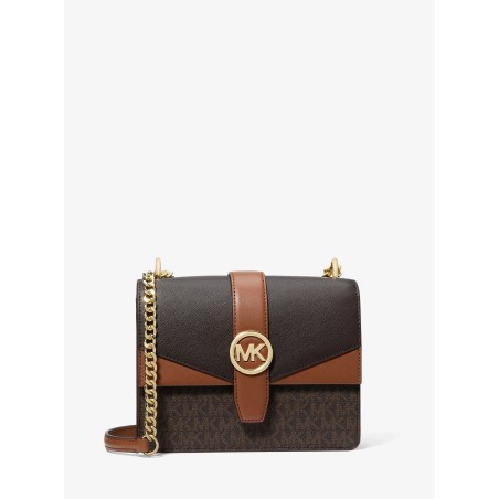 MK GREENWICH SM FLAP XBODY BROWN