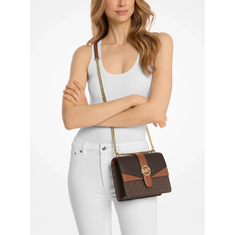 MK GREENWICH SM FLAP XBODY BROWN