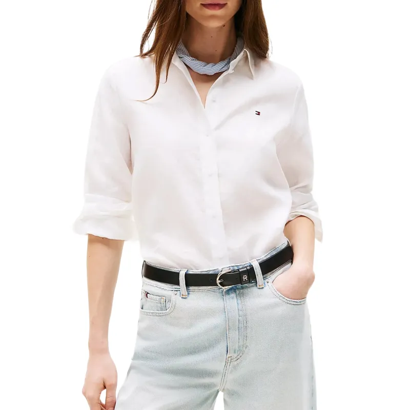 TH Camisa de lino puro de corte amplio 
