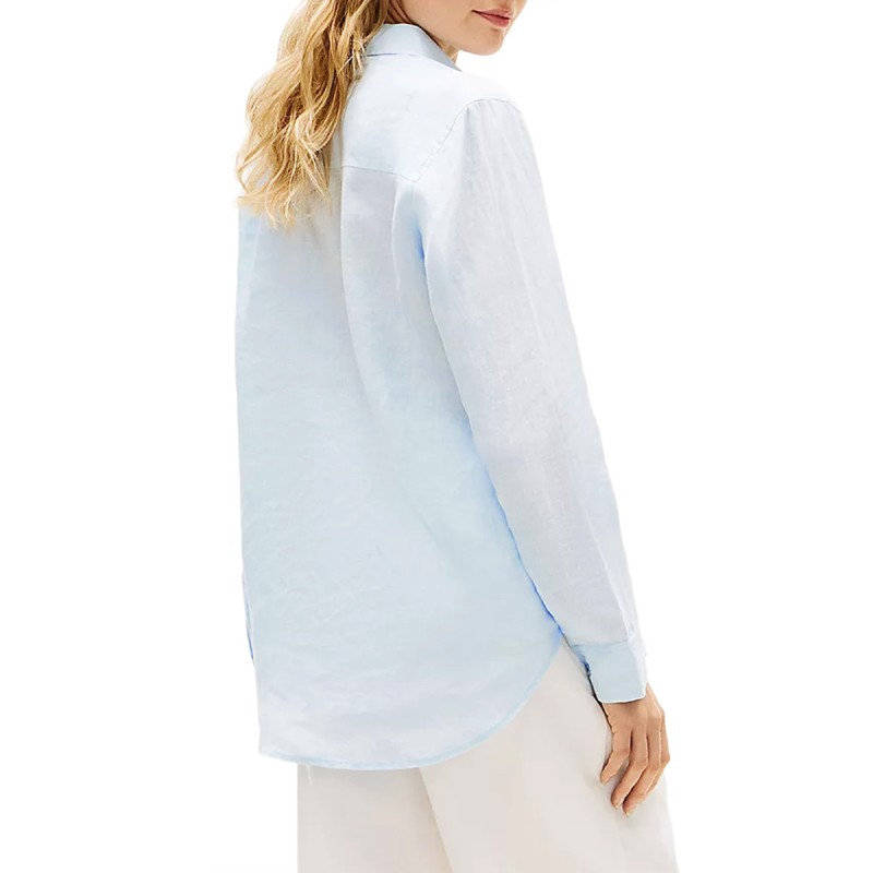 TH Camisa de lino puro de corte amplio CELESTE