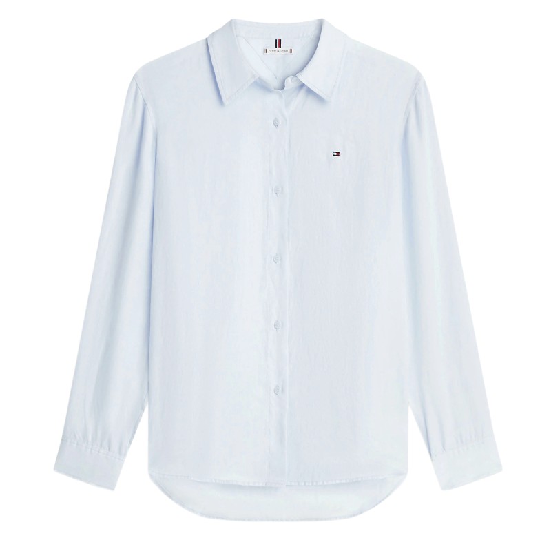 TH Camisa de lino puro de corte amplio CELESTE