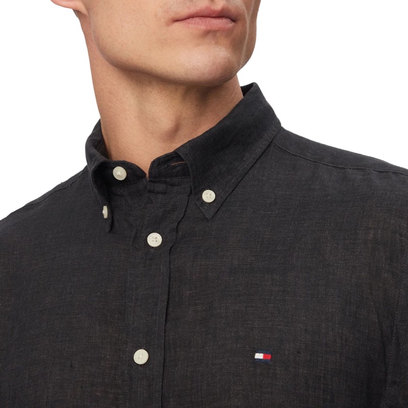 TH Camisa regular de lino NEGRO