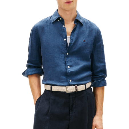 TH Camisa regular de lino AZUL