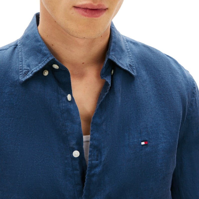 TH Camisa regular de lino AZUL