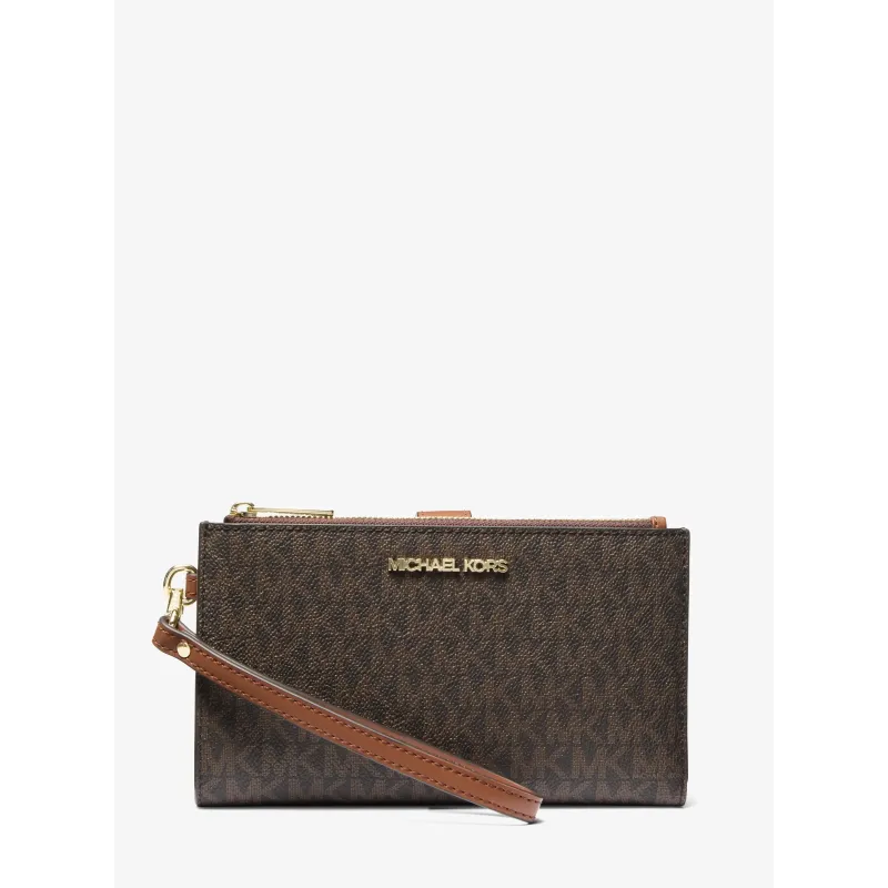 MK JST DOUBLE ZIP WERSTLT BROWN