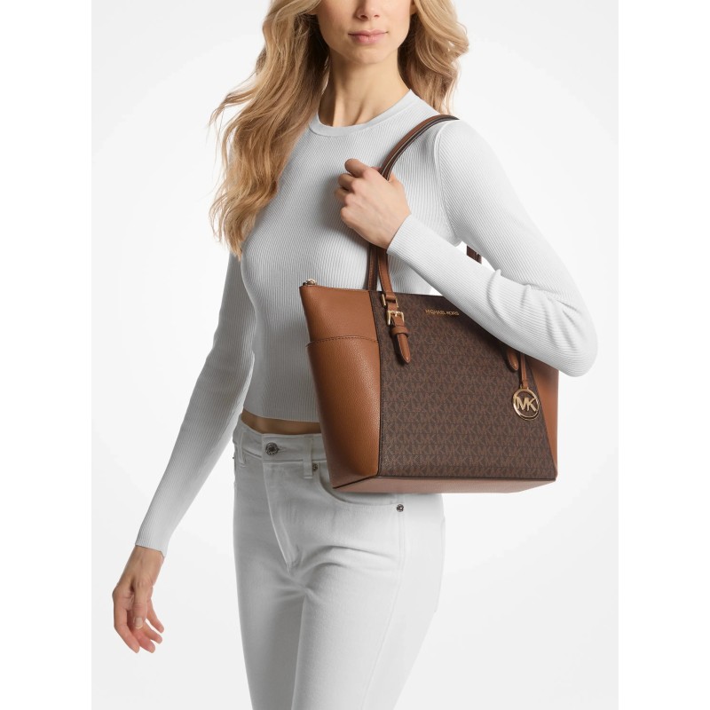 MK CHARLOTTE LG TZ TOTE BROWN