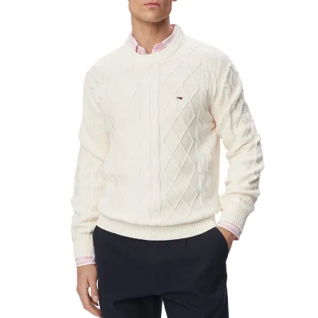 TH JERSEY TJM REG CABLE KNIT WHT