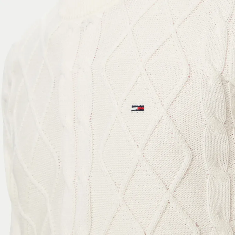 TH JERSEY TJM REG CABLE KNIT WHT