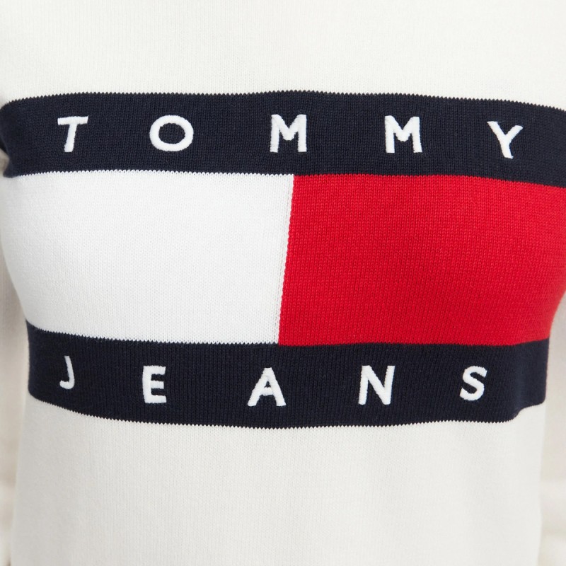 TOMMY FLAG CREW NECK WHT